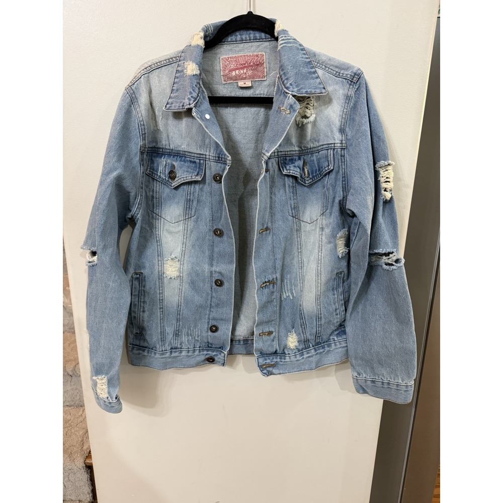 Trademark Brooklyn Cloth Mfg Co. Distressed Light Wash Denim Jacket Medium